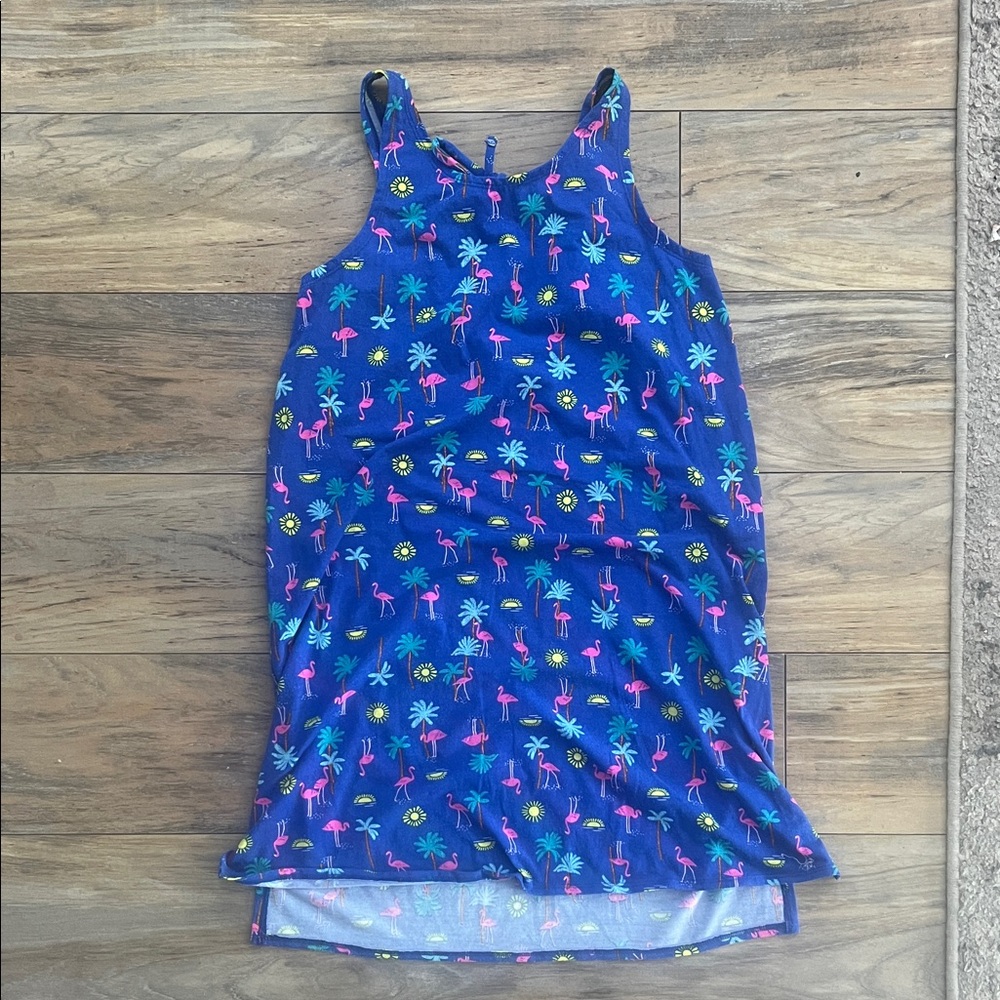 Cat & Jack Blue Dress with Flamingo and Palm Tree Design